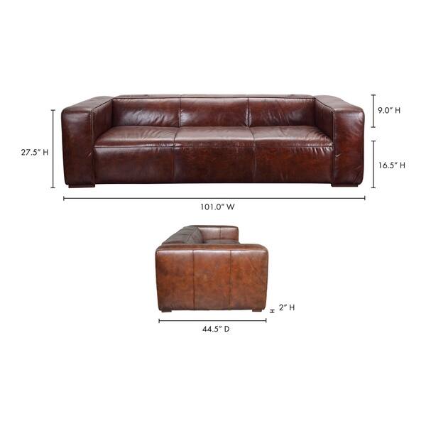 Aurelle Home Rustic Vintage Brown Top Grain Leather Sofa Overstock