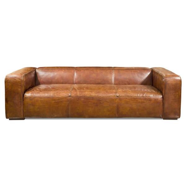 Shop Aurelle Home Vintage Dark Brown Top Grain Leather Sofa On