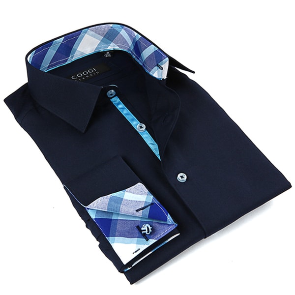 Coogi Luxe Mens Navy Button Down Dress Shirt   Shopping