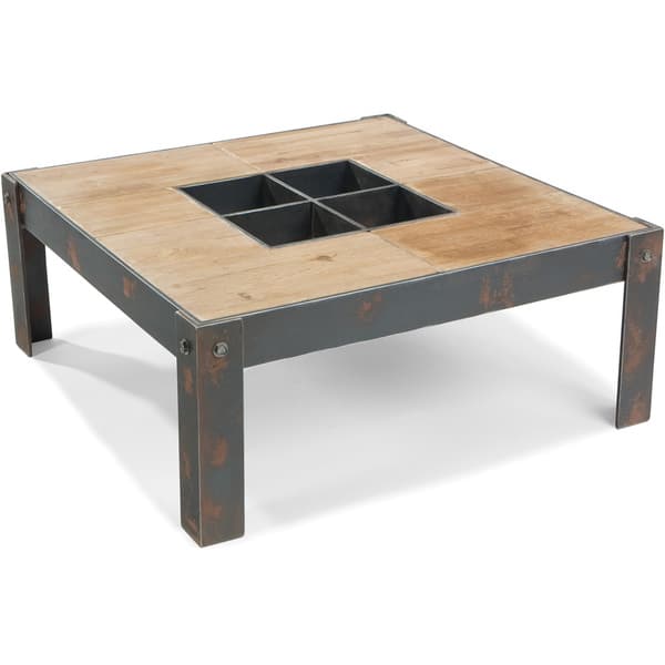 Aurelle Home Century Industrial Square Cut Out Coffee Table Overstock 9487520