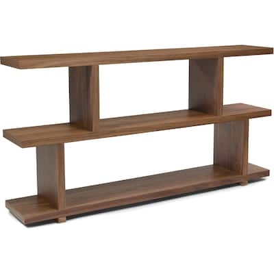 Aurelle Home Open Style Walnut Wood Storage Bookcase