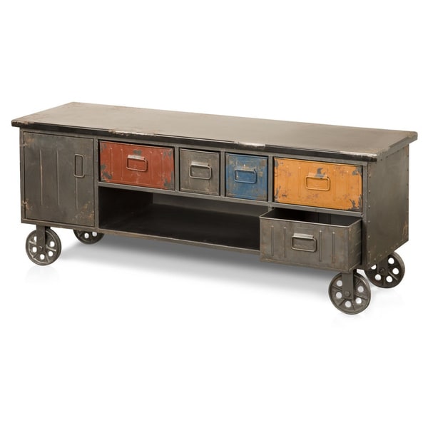 Aurelle Home Distressed Antique Rustic Drawer Cabinet