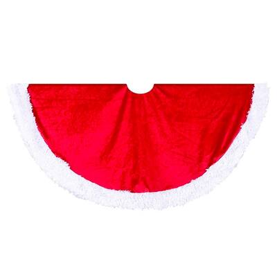 Kurt Adler 44.5-Inch Red Velvet Tree skirt with White Trim