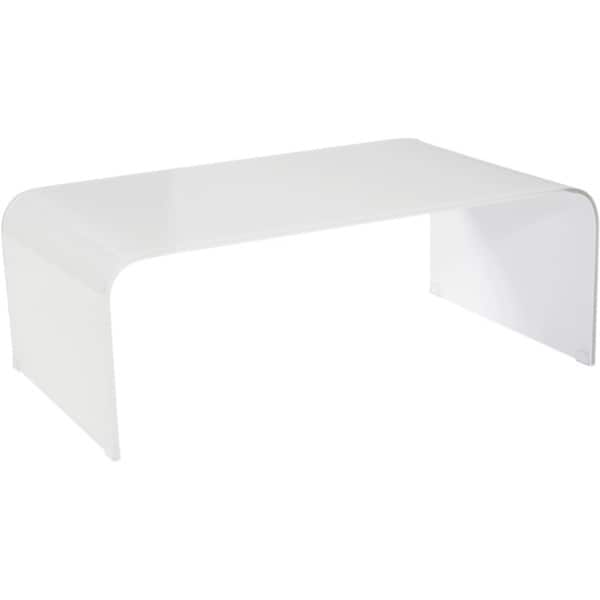 Aurelle Home Clear Tempered Glass Modern Coffee Table - 16" x 43" x 24"