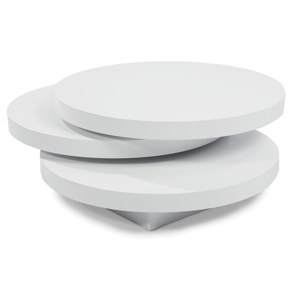 Shop Aurelle Home Round White Swivel Wood Coffee Table Free Shipping