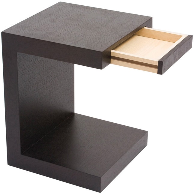 Aurelle Home Carson Wood C Shaped Accent Table - Black