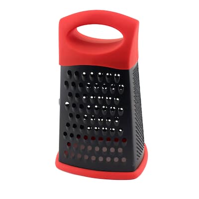 BergHOFF Non-Stick Stainless Steel 10" Box Grater, Red and Black