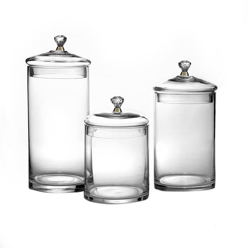 Glass Canisters with Knobs (Set of 3)