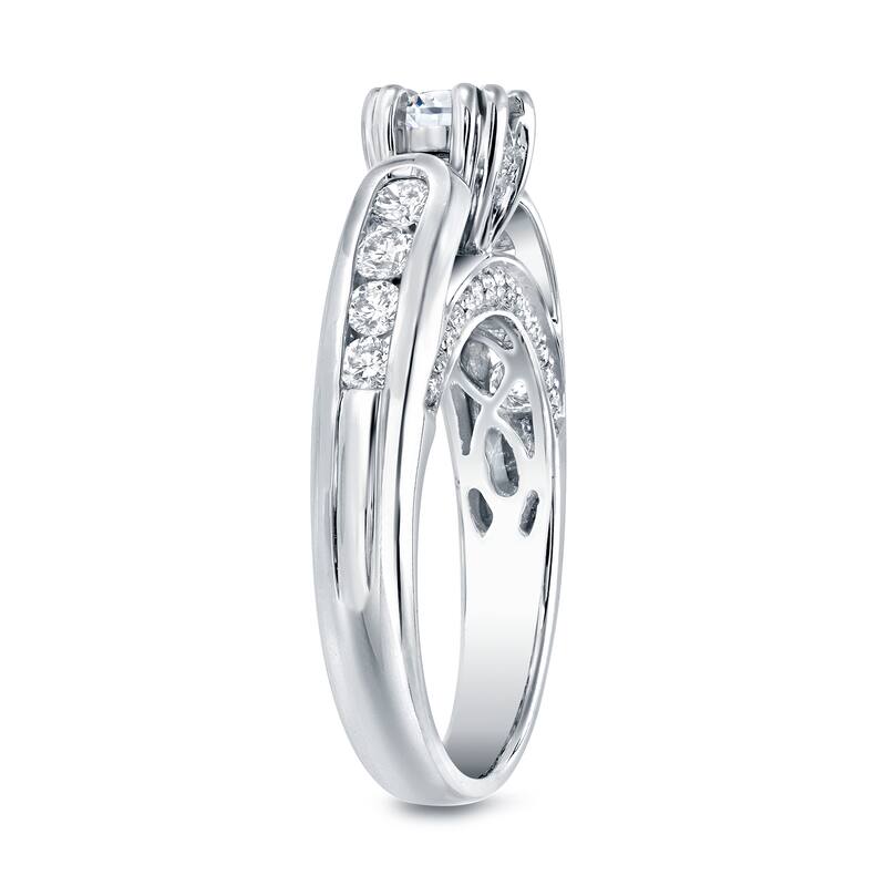 Auriya Modern 1 1/3ct TDW Round Diamond Engagement Ring 14k White Gold (H-I, SI1-SI2)