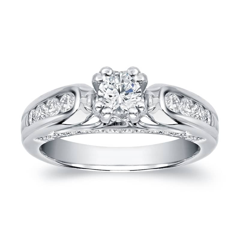Auriya Modern 1 1/3ct TDW Round Diamond Engagement Ring 14k White Gold (H-I, SI1-SI2)