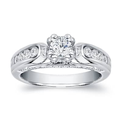 Auriya Modern 1 1/3ct TDW Round Diamond Engagement Ring 14k White Gold (H-I, SI1-SI2)