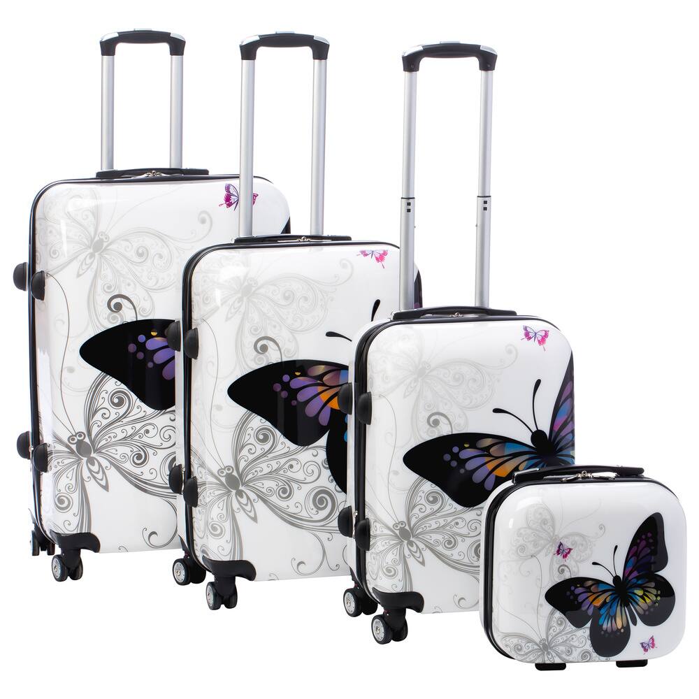 Butterfly 4-piece Hardside Spinner Luggage Set with TSA Lock