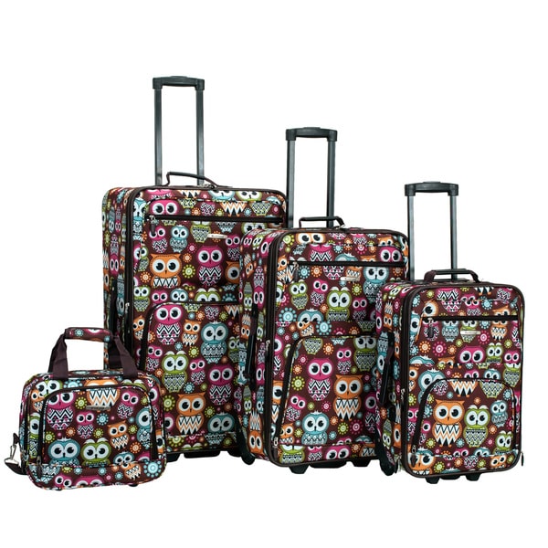 luggage marble design Rockland piece Upright 4 Owl Expandable Rolling Wheeled