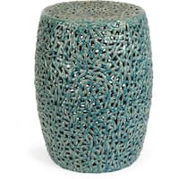 Tobias Cutwork Turquoise Ceramic Garden Stool