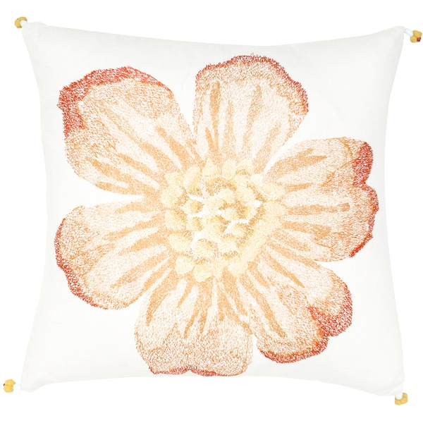 Peach Flower Print Feather-filled Throw Pillow - Free Shipping Today - Overstock.com - 16670783