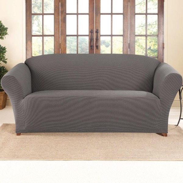 Sure Fit Stretch Two Tone Honeycomb Sofa Slipcover On Sure Fit Stretch Two Tone Honeycomb Sofa Slipcover