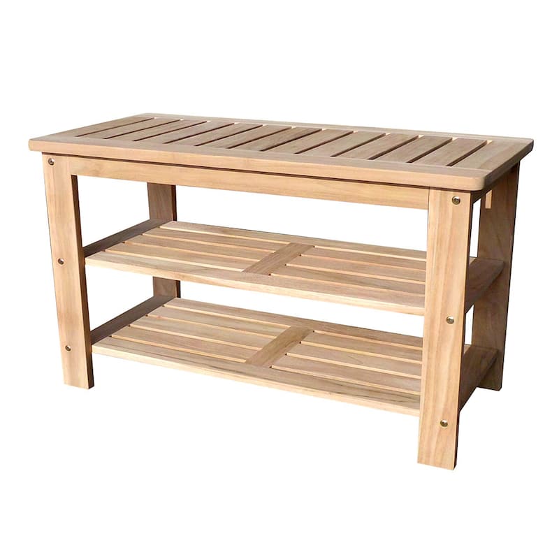 D-Art Handmade Teak Wood Shoe Bench (Indonesia)