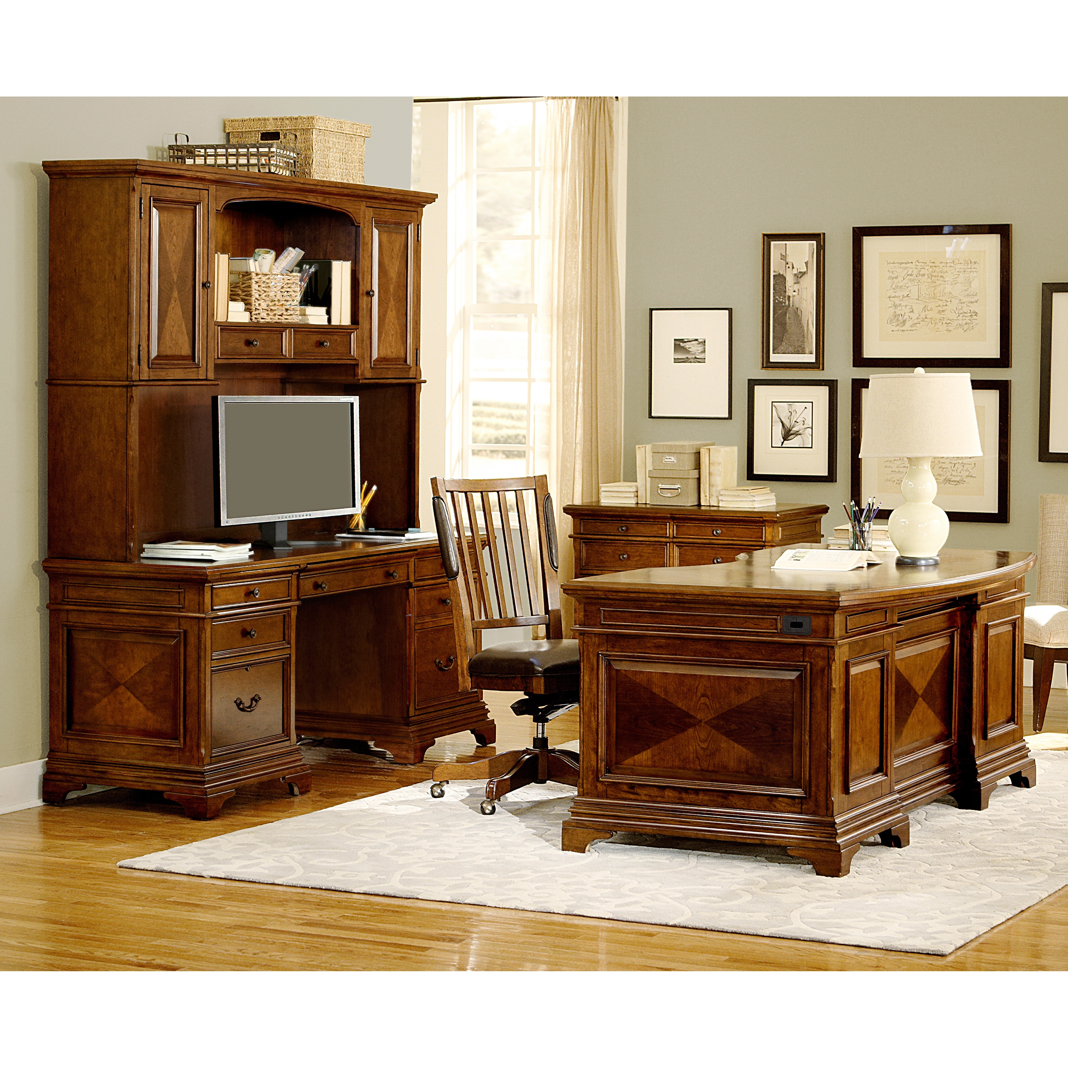 Shop Ethan 66 Inch Curved Executive Desk Credenza And Hutch With