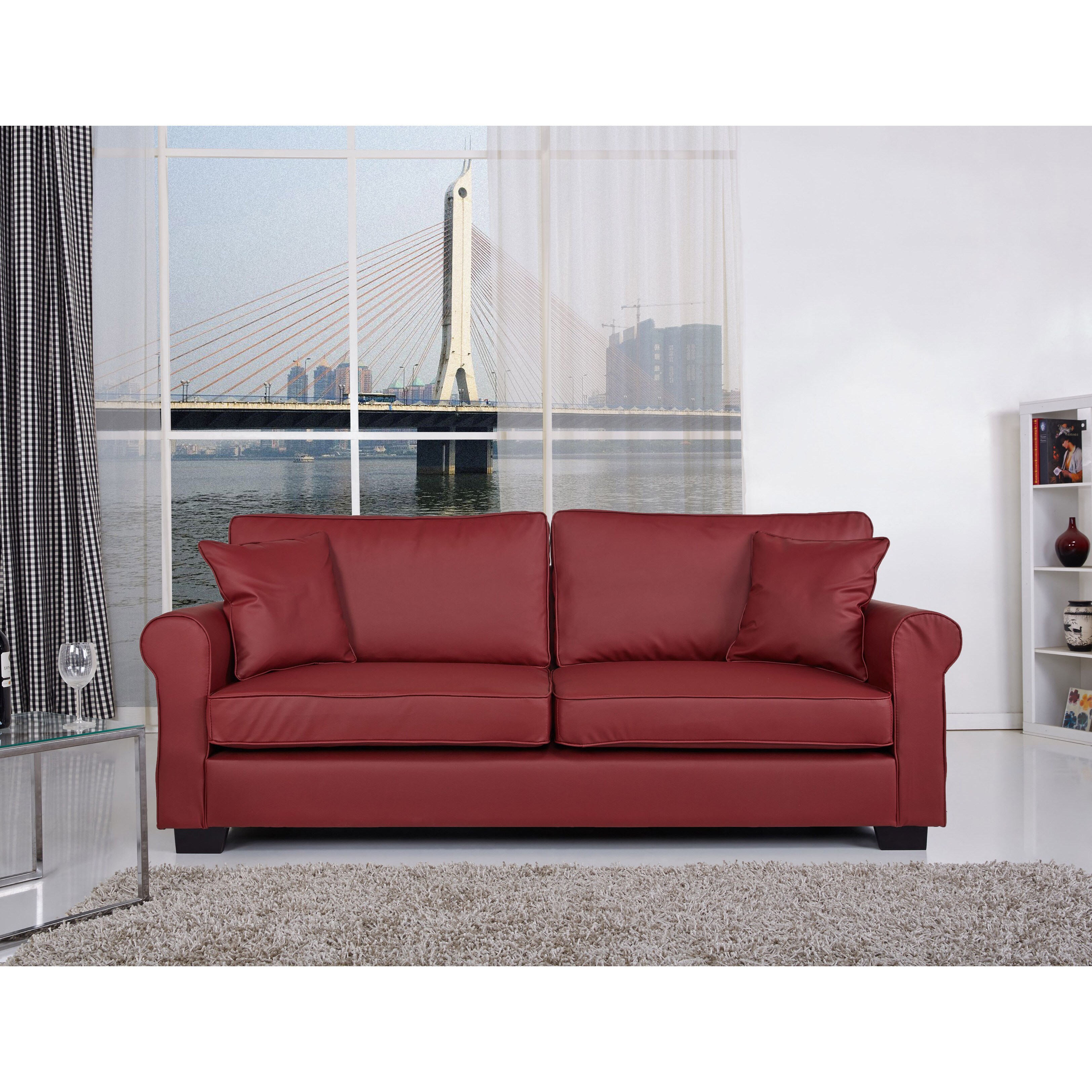 Shop Gold Sparrow Pittsburgh Wine Red Sofa Free Shipping Today