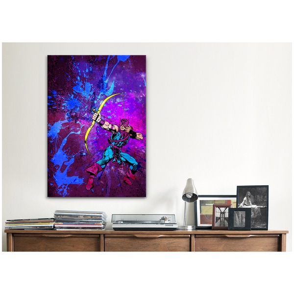 iCanvas Marvel Comics Hawkeye with Bow and Arrow Painted Grunge Canvas Print Wall Art