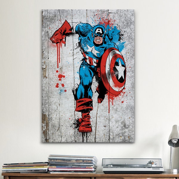 Shop iCanvas Marvel Comic Book: Captain America Spray Paint Canvas