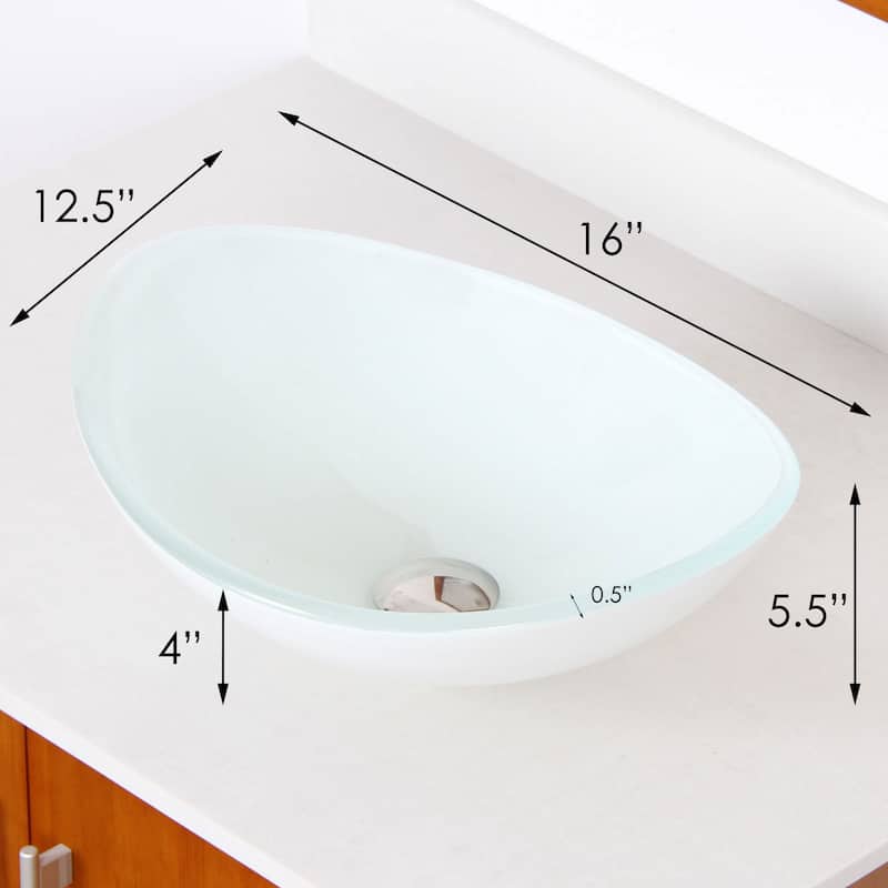 Elite Oval White Color Glass Bathroom Vessel Sink