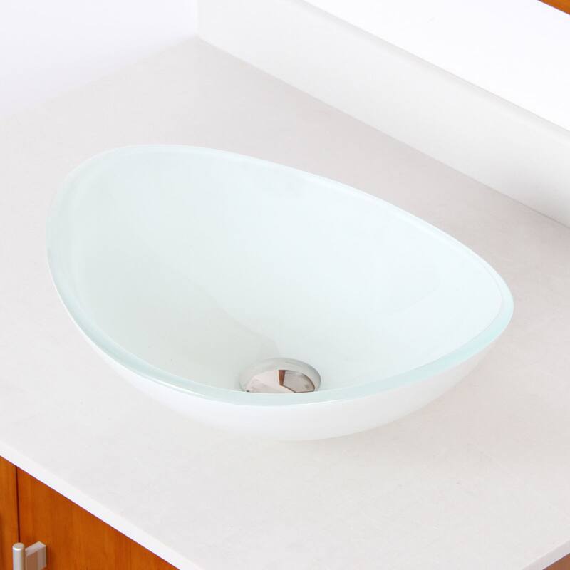 Elite Oval White Color Glass Bathroom Vessel Sink