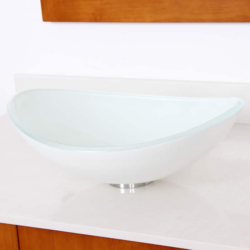 Elite Oval White Color Glass Bathroom Vessel Sink