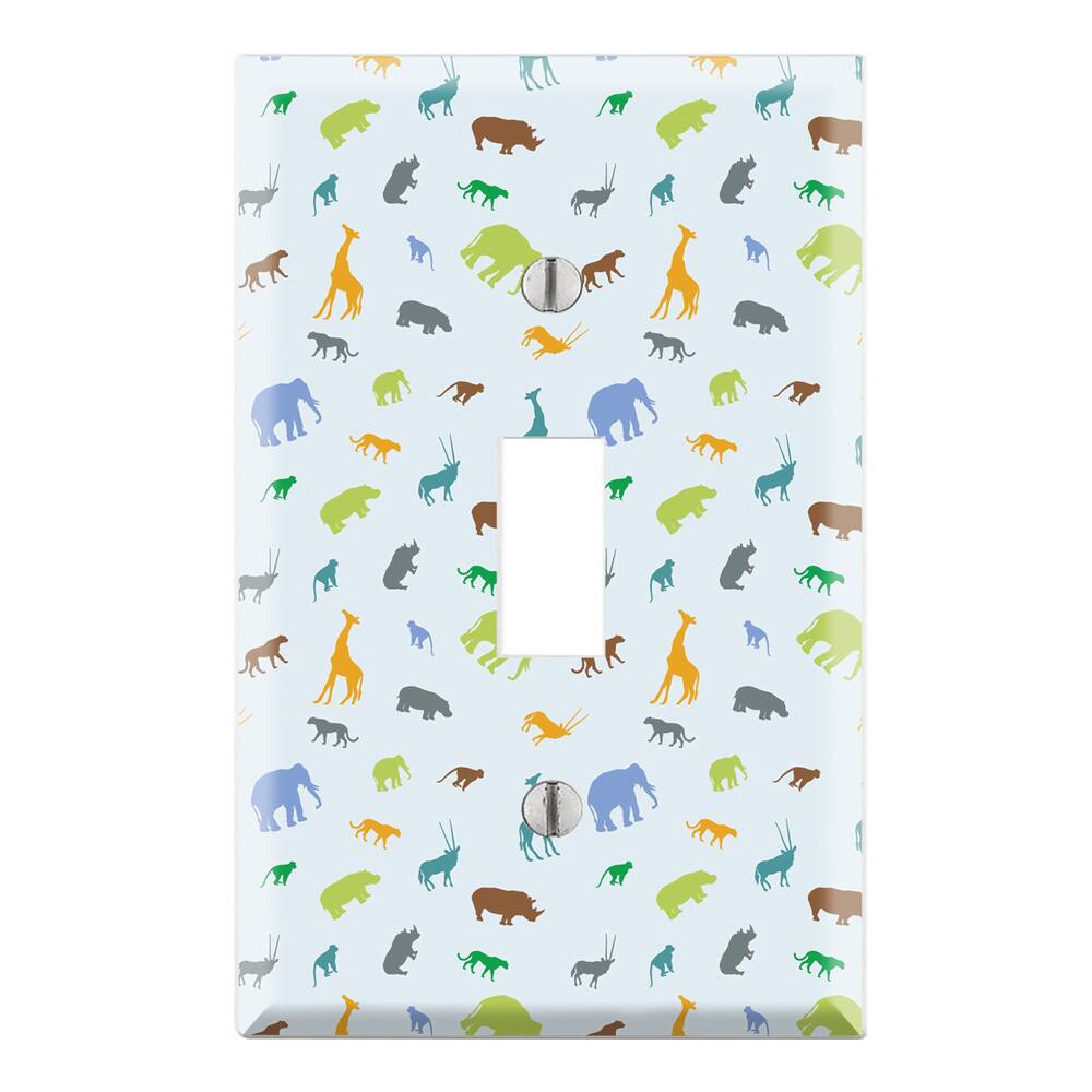 Boy's Animal Zoo Pattern Decorative Wall Plate Cover