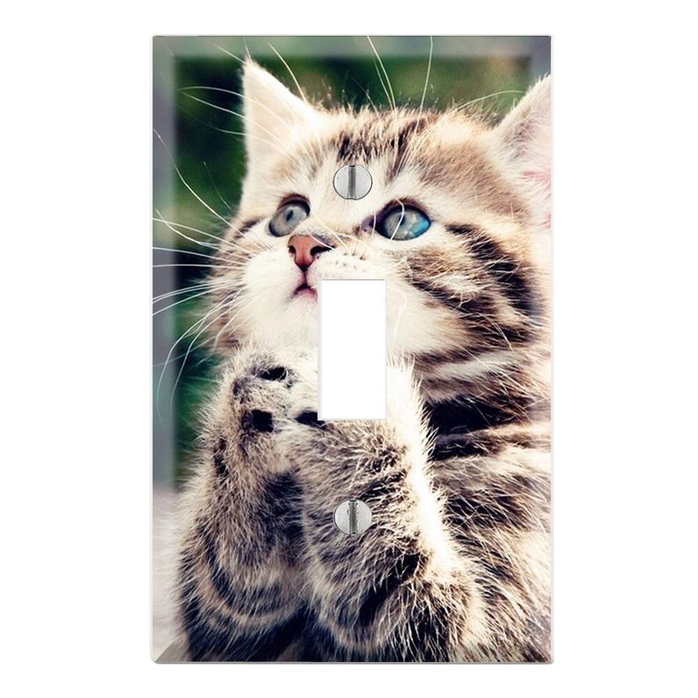 Cute Kitty Praying Decorative Wall Plate Cover