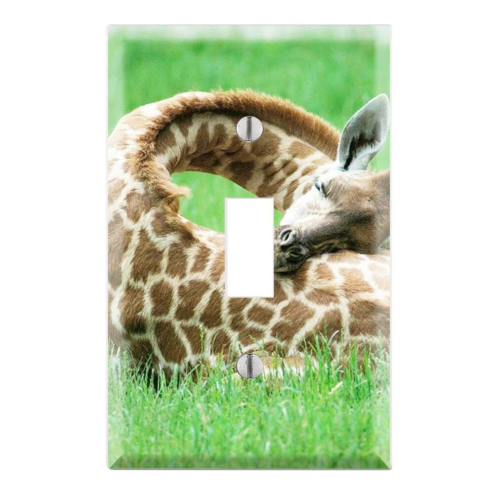 Sleeping Baby Giraffe Decorative Wall Plate Cover
