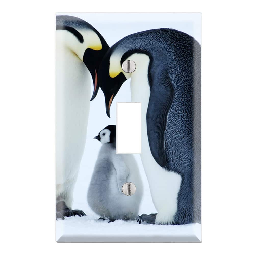 Sweet Baby Penguin with Parents Decorative Wall Plate Cover