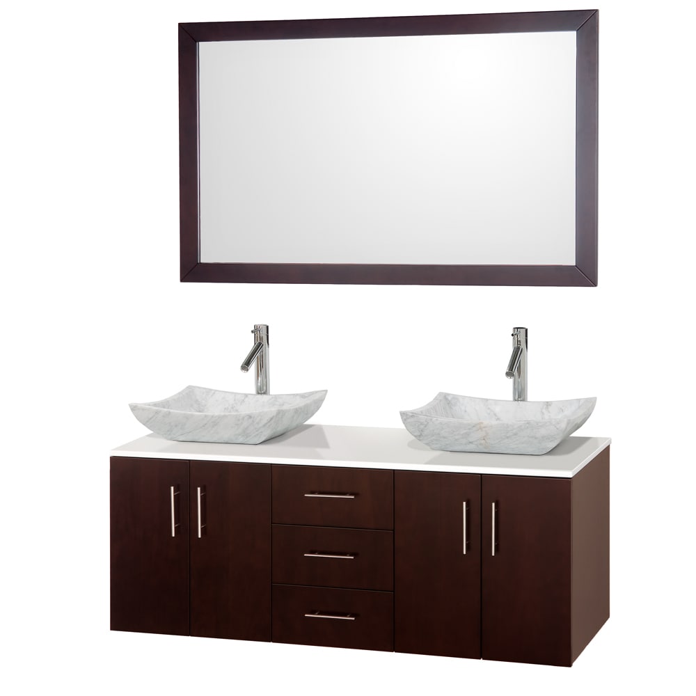 Shop Wyndham Collection Arrano Espresso 55 Inch Double Bathroom Vanity White Man Made Stone Top Overstock 9491319