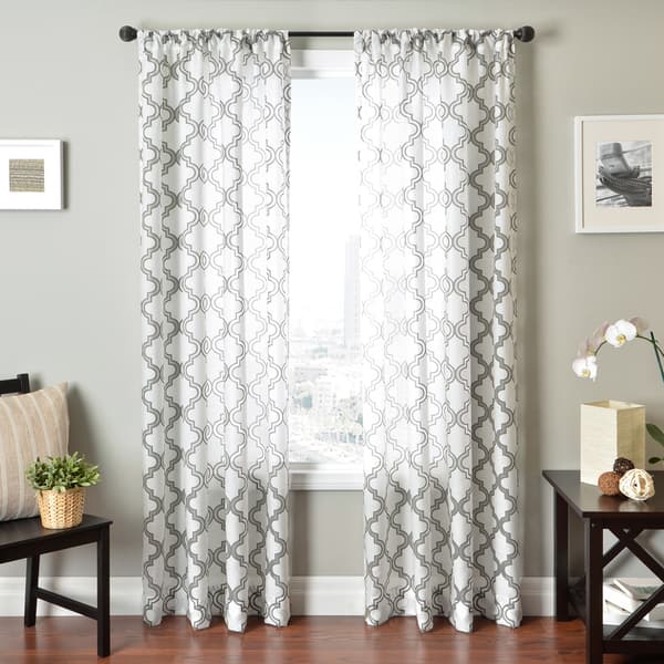 slide 1 of 3, Softline Penby Burnout Rod Pocket Single Curtain Panel
