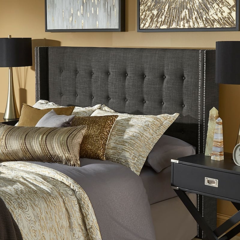 Marion Nailhead Wingback Tufted Upholstered Platform Bed by iNSPIRE Q Bold