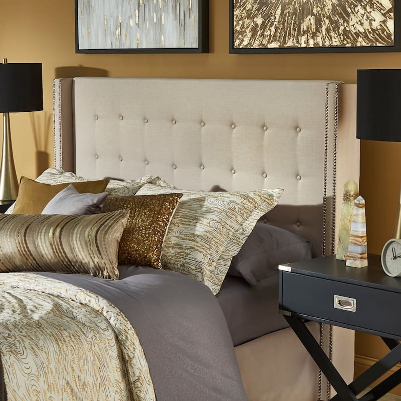 Marion Nailhead Wingback Tufted Upholstered Platform Bed by iNSPIRE Q Bold