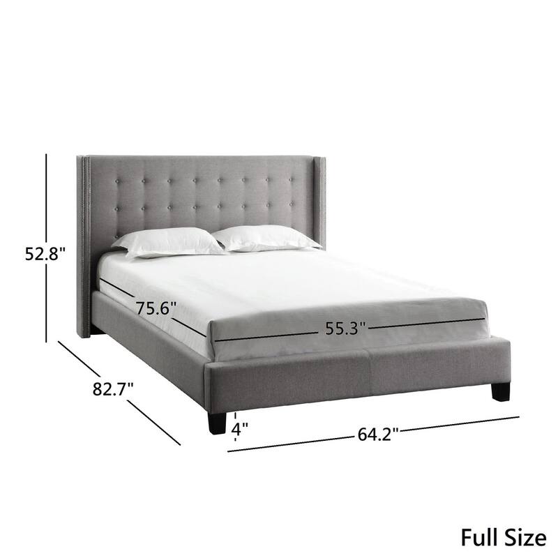 Marion Nailhead Wingback Tufted Upholstered Platform Bed by iNSPIRE Q Bold