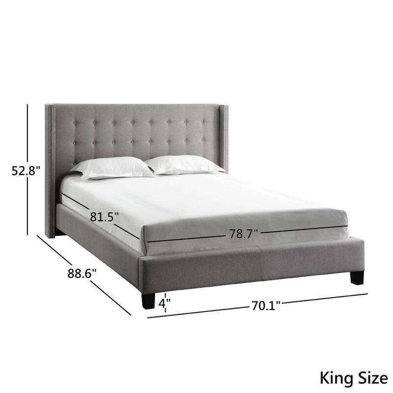 Marion Nailhead Wingback Tufted Upholstered Platform Bed by iNSPIRE Q Bold