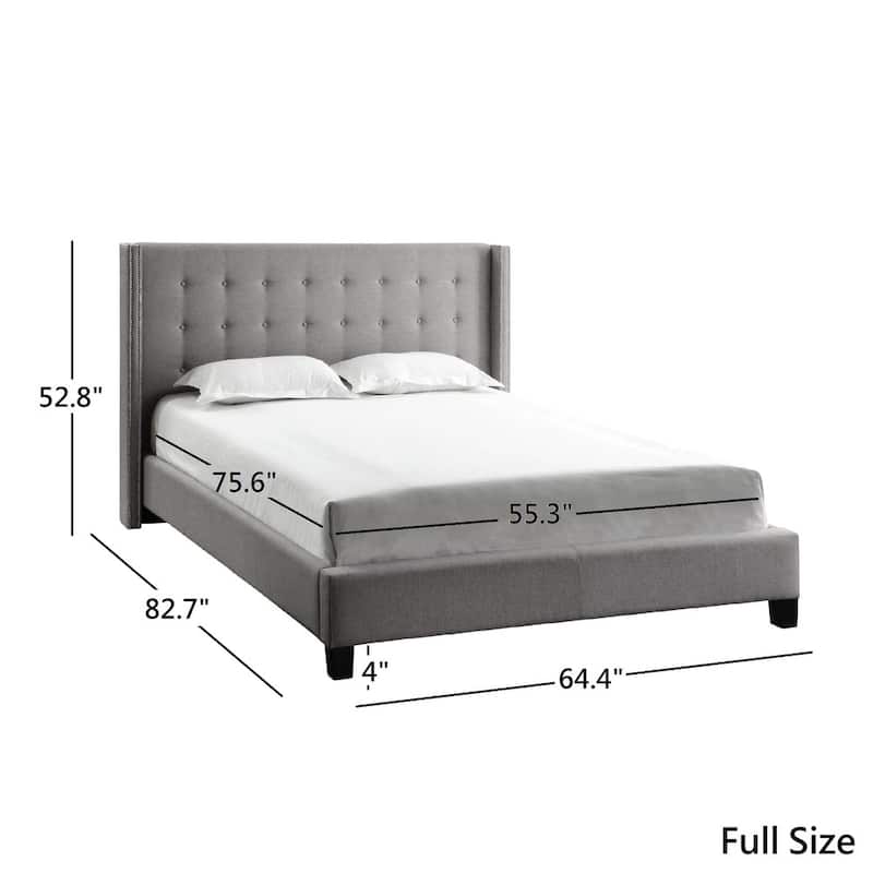 Marion Nailhead Wingback Tufted Upholstered Bed by iNSPIRE Q Bold