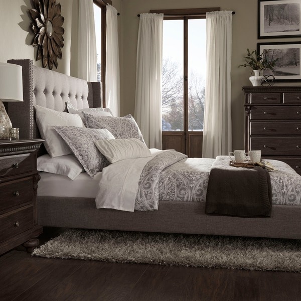 Marion Nailhead Wingback Tufted Upholstered King Bed by iNSPIRE Q Bold