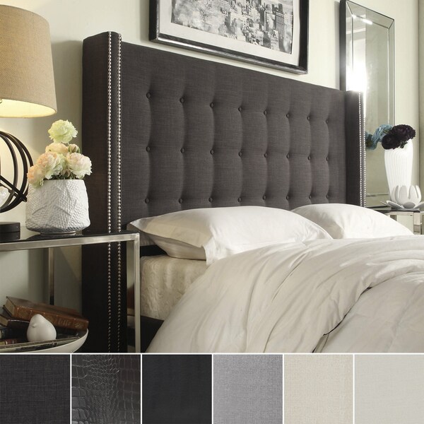Marion Nailhead Wingback Button Tufted Full Size Headboard by iNSPIRE Q ...