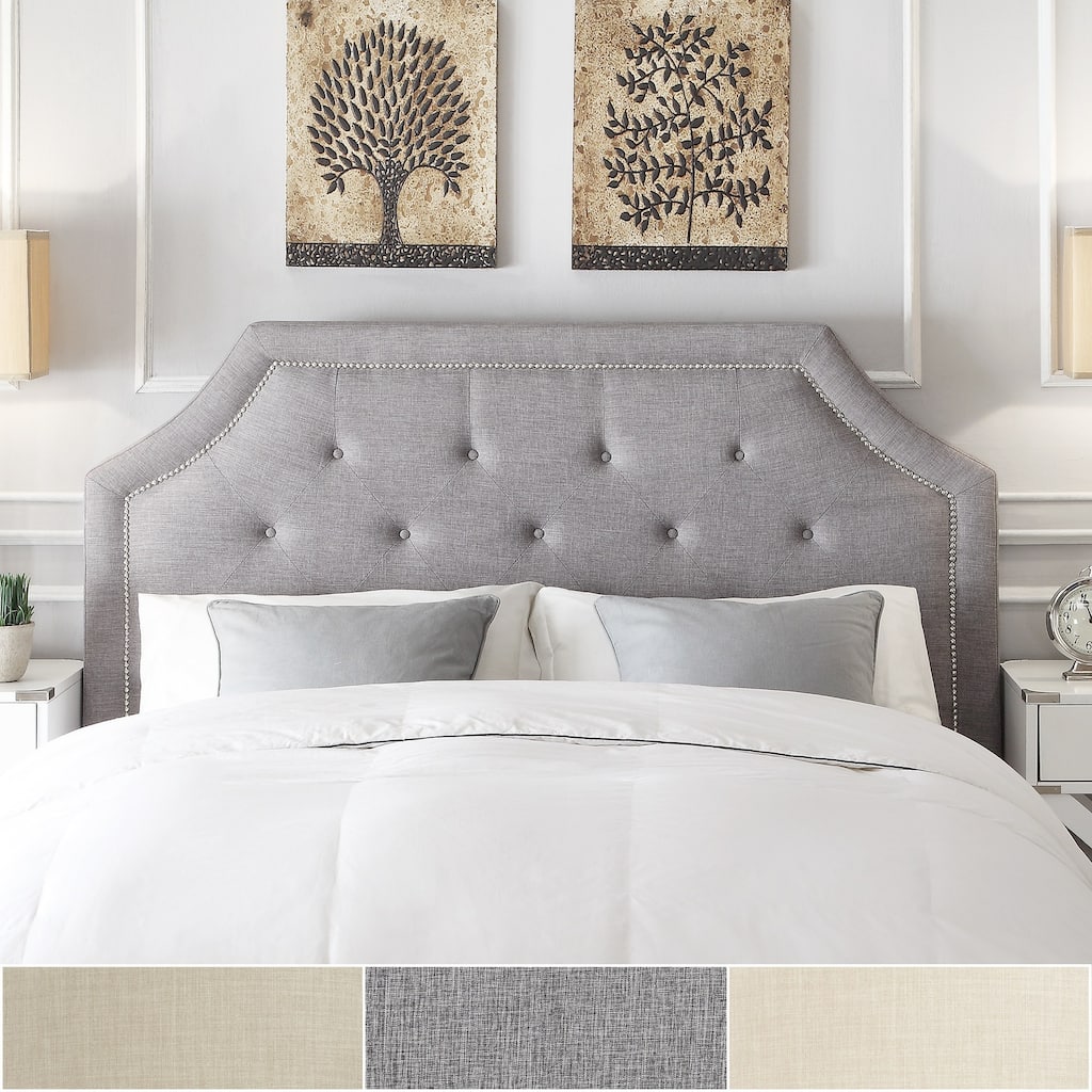 Grace Button Tufted Fabric Headboard with Nailhead Trim by iNSPIRE Q Bold