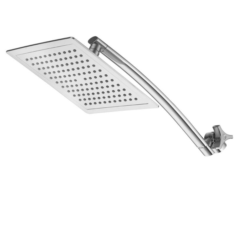 Razor Mega Size 9-inch Chrome Face Square Rainfall Shower with Arch Design and 15-inch Stainless Steel Extension Arm