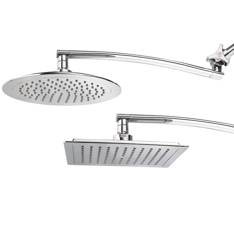 Razor Mega Size 9-inch Chrome Face Square Rainfall Shower with Arch Design and 15-inch Stainless Steel Extension Arm