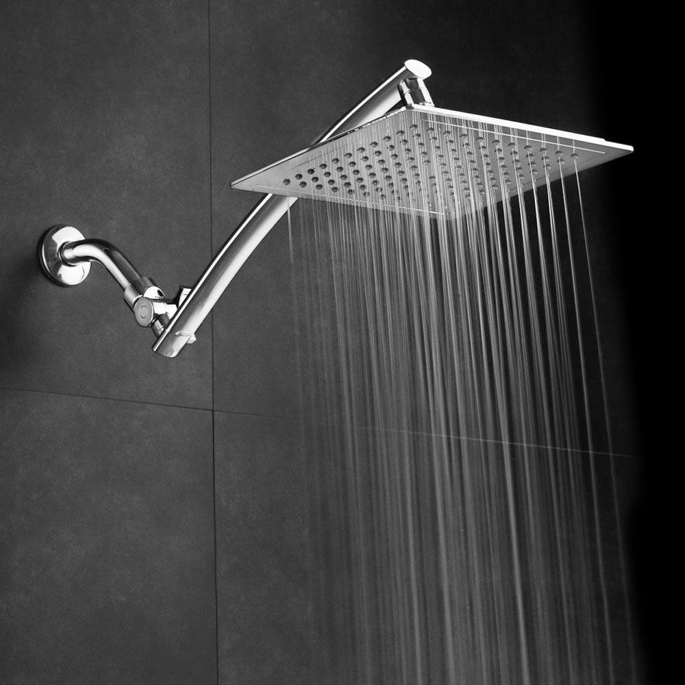 10'' Stainless Steel Square Rainfall Shower Head W/ Extension Arm Brushed Nickel 