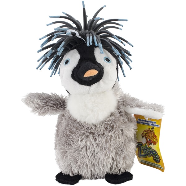 Zibbies Plush Pet Toy W/Crazy Hair & Squeaker Gigglez The Penguin