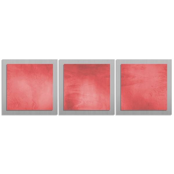 Red/ Silver Contemporary Artwork 'Red Essence' Metal Wall Art