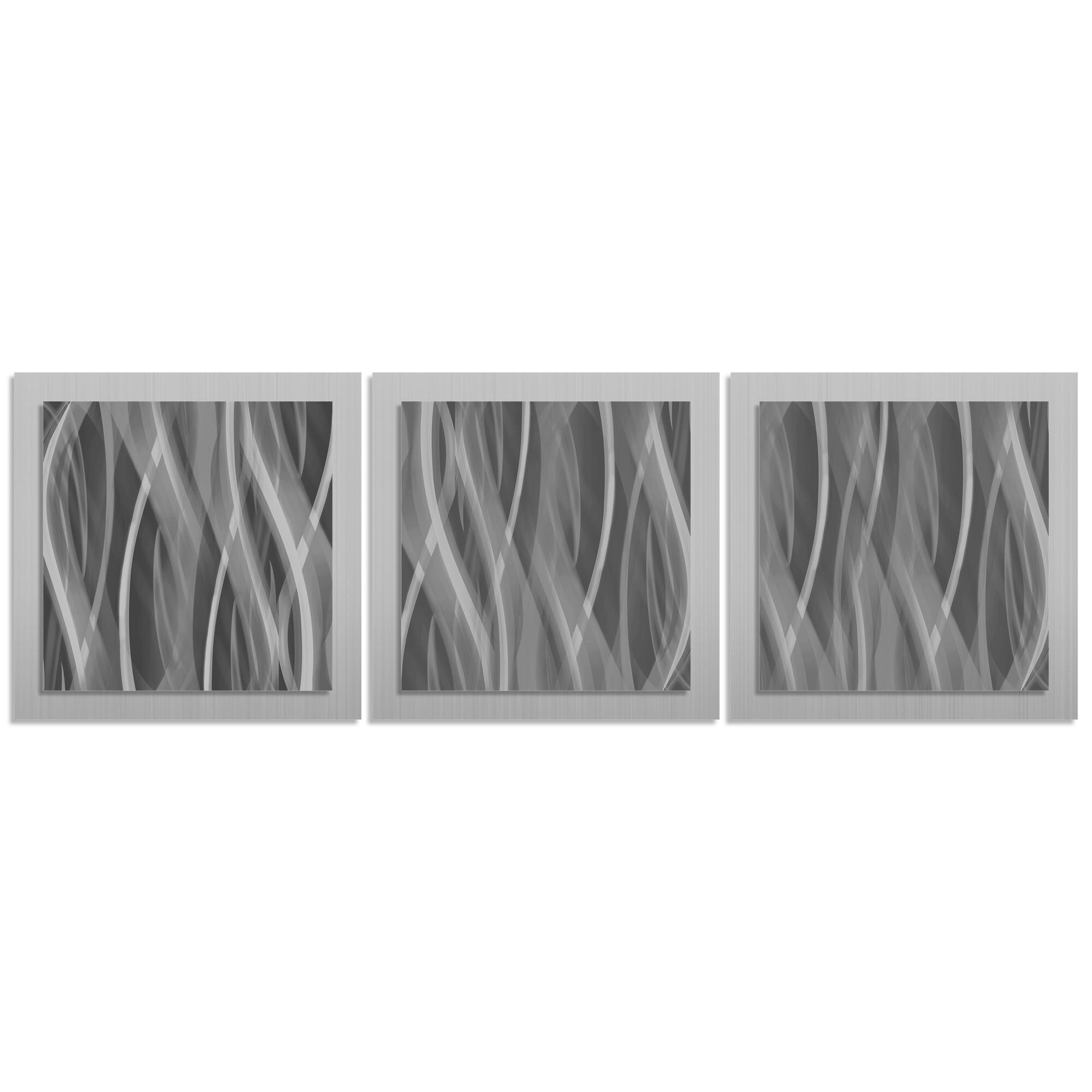 Shop Monochrome Artwork 'Pewter Essence' Black/ Grey Modern Metal Wall