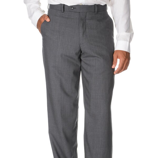 Shop Montefino Mondo Men's 'Super 120 Merino' Grey Wool Pants - Free ...