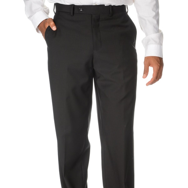Shop Caravelli Italy Men's 'Superior 150' Black Flat-front Pants - Free ...